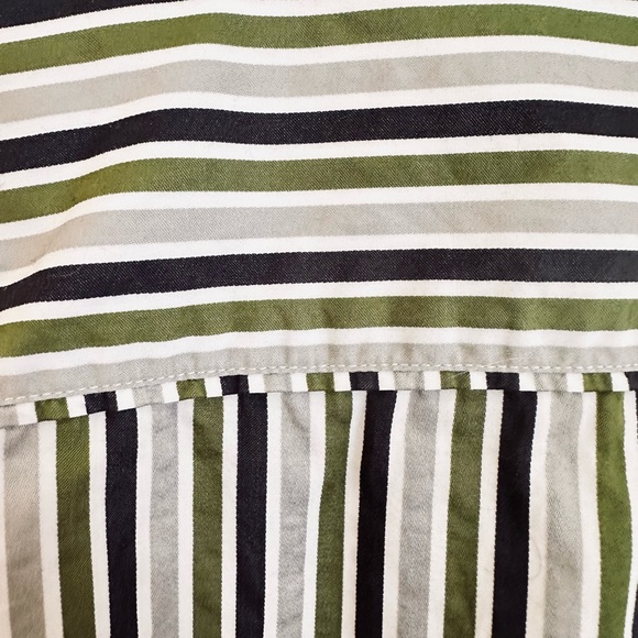 Medium RW&Co Button down Shirt. Olive Green with light and dark grey stripe - Picture 2 of 4